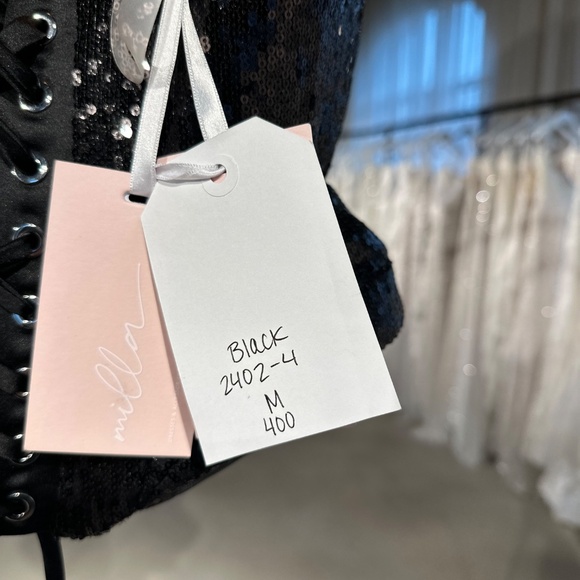 Milla Sensational spaghetti straps sequined black corset, Midnight Walk - Picture 5 of 5